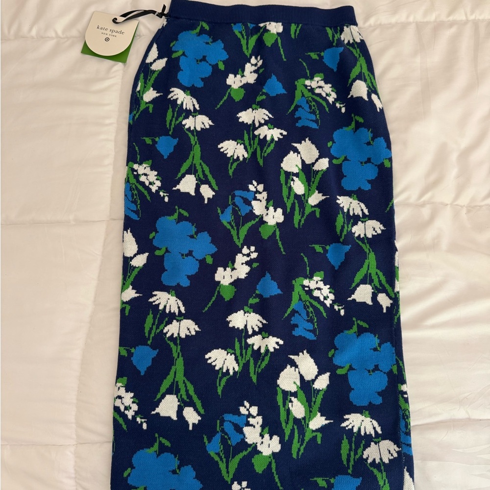 Kate Spade Blue Floral Knit Skirt